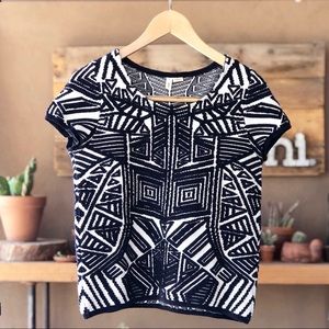 Anthro textured short sleeve sweater by Moth Sz S